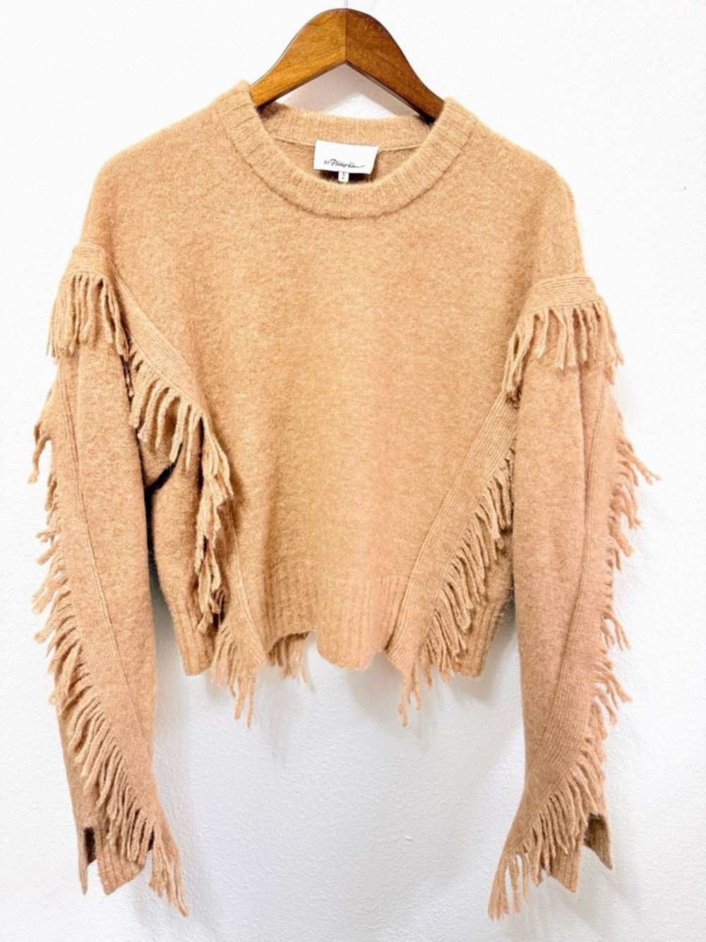3.1 Phillip Lim Camel Alpaca Fringe Sweater Size S